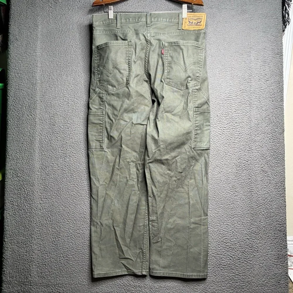 Levis 565 Double Knee Utility Workwear Jeans Mens 34 x 30 Pants Olive Green